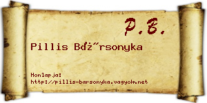 Pillis Bársonyka névjegykártya
